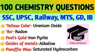 Chemistry Top 100 Questions I Part3 I General Science I GK I By SSC STUDY MATERIALS I For All Exam [upl. by Aniret]