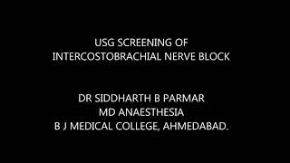 USG screening of Intercostobrachial nerve block [upl. by Ahsienauq]