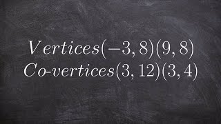 Given vertices and co vertices graph the equation of an ellipse [upl. by Leonardo624]