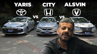 In mein sey kaun si behtar hai Yaris vs City vs Alsvin Car Comparison by Suneel Munj [upl. by Cuttie]