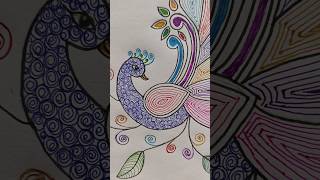 Peacock drawing tutorialsimplemandalaartartcolourpenpeacockpaintingyoutubeshorts [upl. by Nellir]