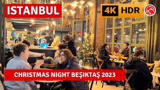 🌲🎅 HDR Istanbul Christmas Night Beşiktaş 2023 Walking Tour4k 60fps [upl. by Ber]