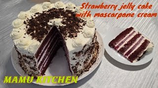 Strawberry jelly cake with mascarpone cream [upl. by Kurland]