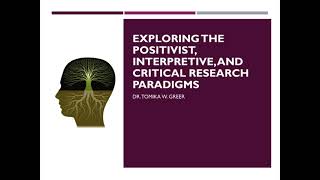 Exploring the Positivist Interpretive and Critical Research Paradigms [upl. by Anim989]