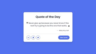 Build A Random Quote Generator in HTML CSS amp JavaScript  StepByStep Tutorial [upl. by Ashia238]