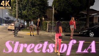 The Streets of LA at Night  Figueroa Street  Los Angeles California 4K [upl. by Oilut]