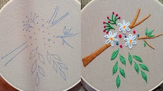 embroidery flowers branches and leaves  embroidery TNH [upl. by Gebhardt86]