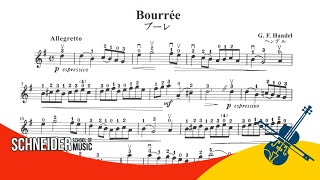 Bourrée G F Handel  Suzuki Book 2  Violin Sheet Music  Partitura para Violino [upl. by Boy]