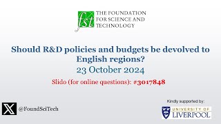 Should RampD policies and budgets be devolved to English Regions [upl. by Rednazxela]