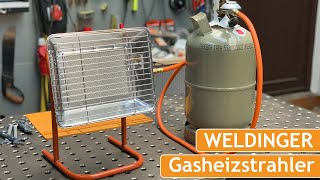 WELDINGER Gasheizstrahler Hot  27 bis 42 kW mit Standfuß und Piezozündung  Heizen im Winter [upl. by Spearing]