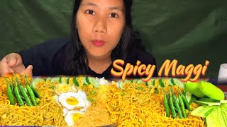 Eating spicy Maggi with rice  Maggi Mukbang Asmr asmr mukbang [upl. by Idarb]