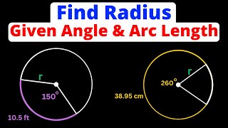 Find a Radius Given an Angle amp Arc Length  Eat Pi [upl. by Tjaden]