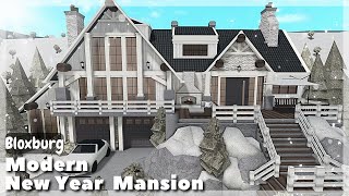 BLOXBURG Modern Winter Farmhouse Mansion  Roblox House Build [upl. by Birdie643]