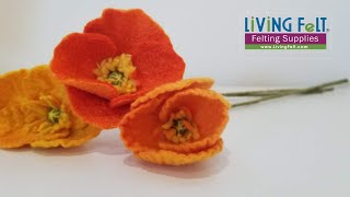 Wet Felt Flowers DIY Felt Poppy [upl. by Katee389]