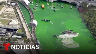 Un río se tiñe de verde en Tampa por el Día de San Patricio [upl. by Jarrad]