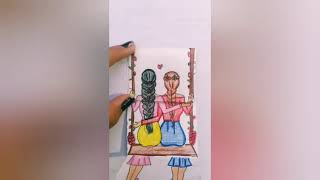 sisters drawing slinding arttreadingviralvideo🥰❤️❤️❤️🥰🥰 [upl. by Agnesse]