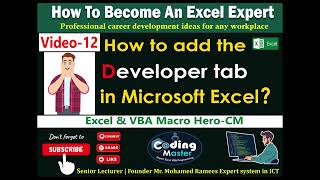 How to add the Developer tab in excel [upl. by Elem]