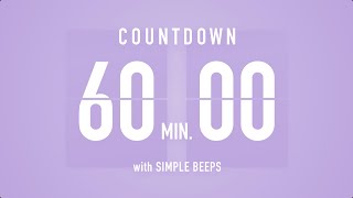 60 Min  1 Hour  Countdown Flip Clock Timer  Simple Beeps 🫐 🔔 [upl. by Ingraham]