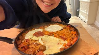 ASMR MUKBANG PASTA CAMEMBERT BAKE [upl. by Eilak]