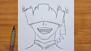 Easy Anime drawing  How to draw Anime Blind  Anime Boy laughing step by step  Easy for beginners [upl. by Anih]