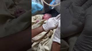 Hungry new born Baby Cleaning Start with baby oil and Towel [upl. by Ahselaf797]