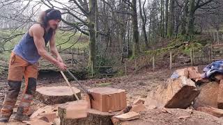 Splitting Wood with an axe at Grassmere [upl. by Uase]