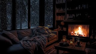 Overcome stress with a winter wonderland  Sleep relax with the sound of the fireplace  snow storm [upl. by Maleki]