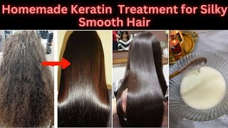 OMG 😱 Straight Damaged Frizzy HairKeratin Smooth Shiny Hair at Home [upl. by Storm]