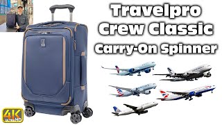 Travelpro Crew Classic Spinner CarryOn Review Secret Compartment 4k UHD [upl. by Harrad]