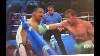 2 Seconds SlowMo Close Up Of Canelo Right Hand Bomb vs Kirkland boxing canelo mexicanboxing [upl. by Arihsaj]