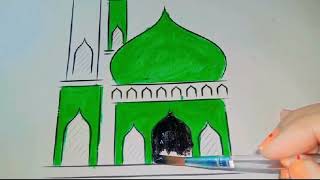 How to draw mosque step by step  How to draw mosque with Pencil Tutorial [upl. by Richela]