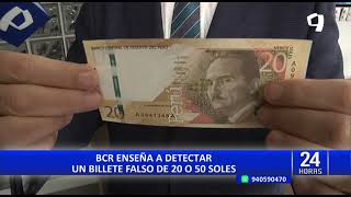 Banco Central de Reserva enseña a detectar un billete falso de S 20 y S 50 [upl. by Annirtak704]