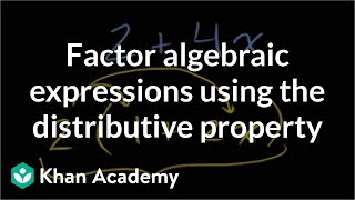 Factoring algebraic expressions using the distributive property  Algebra I  Khan Academy [upl. by Roderica225]