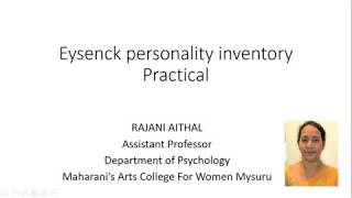 Psychology  Eysenck Personality inventory  Second Semester [upl. by Valry]