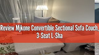 Review Mjkone Convertible Sectional Sofa Couch 3Seat LShaped Sofa with Storage Ottoman Wooden Co [upl. by Barbur]