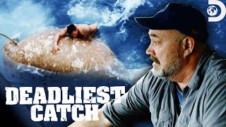 MAN OVERBOARD 🌊 Most Dangerous Rescues  Deadliest Catch  Discovery [upl. by Mcfarland]