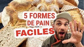 5 formes de pain FACILES 👨🏻‍🍳 [upl. by Ysset496]