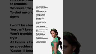 Naomi Scott  Speechless Lyrics speachless shorts short aladdin naomi [upl. by Nichani]