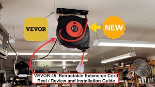 VEVOR 45’ Retractable Extension Cord Reel  Review and Installation Guide [upl. by Sybyl]