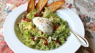 Salad Lyonnaise  Frisee Salad with Shallot Dijon Dressing Bacon and Poached Egg [upl. by Fosdick]