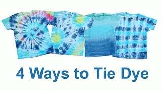 4 Ways to Tie Dye  Bullseye Swirl Stripe and Ombre [upl. by Etnad872]