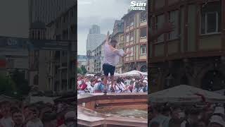 England fan dives into fountain in Frankfurt ahead of Denmark game 😂 euro2024 football England [upl. by Kathlin]