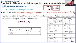 PHYSIQUECHIMIE Niveau Terminale DChapitre 1Eléments de cinématique lois de Newton Partie2 [upl. by Capp438]