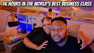 We Flew 16 Hours In Emirates Business Class To Morocco  Emirates Sky Bar  A380 Travel Vlog  Dubai [upl. by Euqnom]