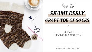 HOW TO Invisible Seam Grafting Toe Of Socks In Knitting Via Kitchener Stitch  How To Knit [upl. by Adonis777]