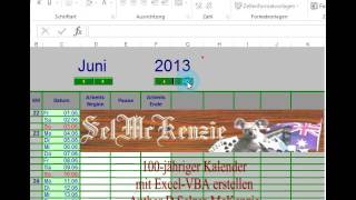 100jährigen Kalender mit Excel VBA erstellen [upl. by Areit396]