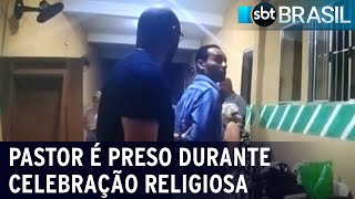 Pastor acusado de matar homem é preso durante celebração religiosa  SBT Brasil 310123 [upl. by Damara]