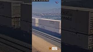 Intermodal Train Passes Near Wildfire Hesperia CA [upl. by Nennek]