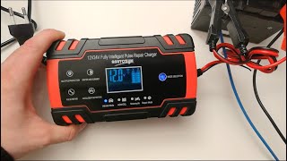 12V  24V Pulse Repair Battery Charger up to 8A Unboxing amp Test [upl. by Arbmahs]