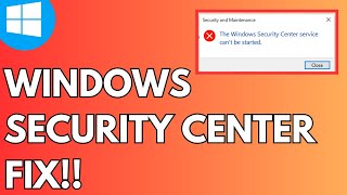 Windows Security Center Service Cannot Be Started FIX 2024 [upl. by Oulman]